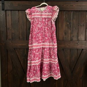 ❗️FINAL❗️NWT Sail to Sable Pink and White Maxi Dress with Ric Rac Ruffles XL